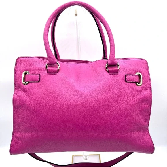 Michael Kors Hamilton Grommet Satchel Hot Pink Leather w/ Dust Bag - Picture 4 of 16